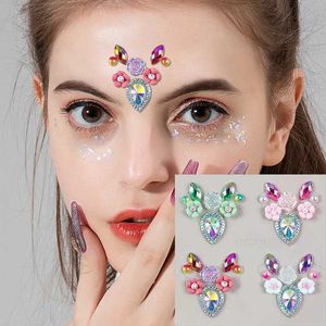 Transferência de tatuagem Novos strass 3D para o Face Festival Makeup Crystals adesivos no rosto Gems Jewels adesivos Gratidores adesivos para o rosto 240427