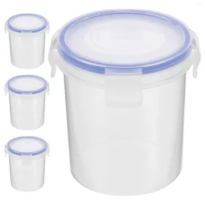 Storage Bottles 4 Pcs Food Cup Small Milk Container Plastic Containers Practical Fruits Yogurt Lid Grade Oatmeal