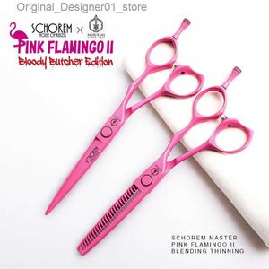 Saç Makas Japon Mizutani Profesyonel Kuaför Özel Pembe Flamingo Düz Diş Clipper Set Saç Kesme Araçları Q240426