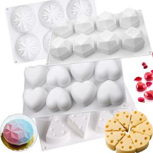 Mögel 3D mousse tårta bakning mögel hjärta ostkaka dessert diamant monoporcji silikon mögel ljus tvål tillverkning tillbehör verktyg