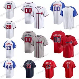 Benutzerdefinierte Baseballtrikots Ronald Acuna Jr. Matt Olson Ozzie Albies Hank Aaron Braves Home Away Jersey Männer Frauen Jugend S-3xl