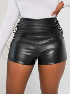 Shorts femininos 811 # Novo verão sexy de verão e outono de plus size short de couro falso preto shorts casuais calças de couro para mulheres d240426