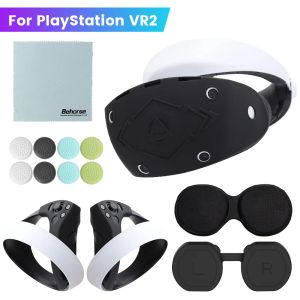 Óculos 6 em 1 VR Campa protetora Conjunto para PS VR2 Touch Controller Antibumping Silicone Antislip Case Eye Pad Lens Cap acessórios