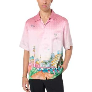 New Trendy Casablanc Designer Silk Casual Shirt Early Morning Urban Print Hawaii Loose Casual Men and Women Twill Versatile Short-Sleeved Silk Shirt Casa blanca Tops