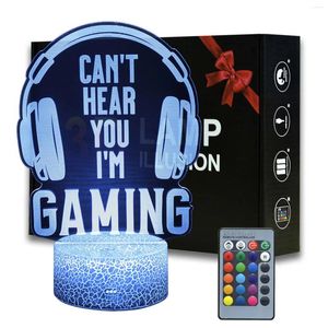 Night Lights Can't Hear You I'm Gaming Video Games Light For Children Headphones Gamer Color Changeable Table Lamp Home Decoration