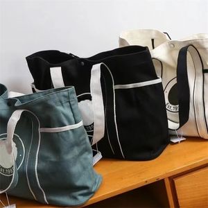 lu canvas large capacity storage bag Tote bag Shopping bag Fashion shoulder bag travel bag