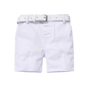 born Daily Shorts for 1-6Y Boys Fashion Yellow White Shorts With Belt 2 PCS Suit For Birthday Party For Casual Outfit 240425