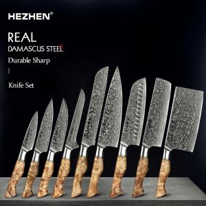 السكاكين سكين Hezhen Kitchen Set 17pc دمشق الصلب