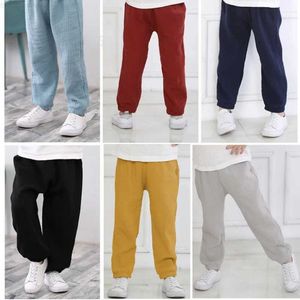 Trousers 2-7 Yrs Linen Folded Baby Boys and Girls Summer Cotton Backpocket Pants Childrens Clothing Trousers BreathableL2404