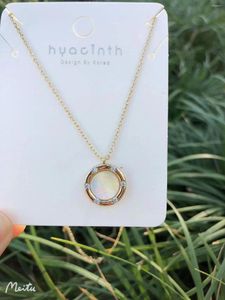 Pendants Natural Fresh Mother Pearl Choker Necklace Round W/14K Zircon Gold Real Brass Chain For Women Lady Party Wedding Jewellery 2024