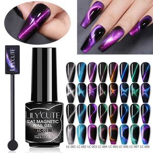 Nail Polish LILYCUTE 9D Cat Magnetic Nail Polish With Magnet Set UV Gel Soak Off Nail Art Gel Varnish Lacquers Glitter Cat Polish Y240425