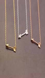 Gold Silver Rose gold Tiny Horizontal Arrow pendant chain Necklace Pendant for Women Simple Cute Sideways Arrow Necklace for Men6445087