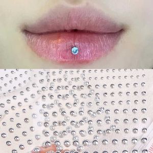 Tattoo Transfer Waterproof Rhinestone Nose Stud Sticker Fake Piercing Nose Ring Lip Stud Dimple Sticker Face Non Piercied Earring Body Jewelry 240427