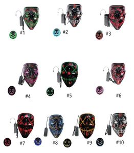 10 Styles Cool Halloween Mask LED Mask Light Up Scary Skull Glow Masks For Adult Kids Halloween Rave Party Scary Masks Wholea552771348