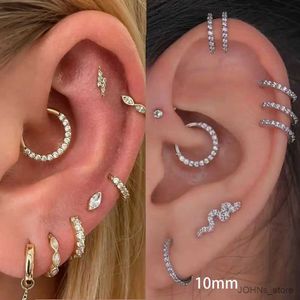 Charm 1Pc Stainless Steel Crystal CZ Ear Hoop Tragus Helix Cartilage Earring Septum Ring Clicker Nose Ring Body Piercing Jewelry Gift