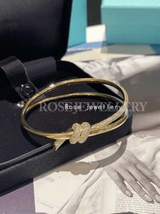 Высокая версия Note Series 18K Rose Gold Diamond Bracelet Double ряд