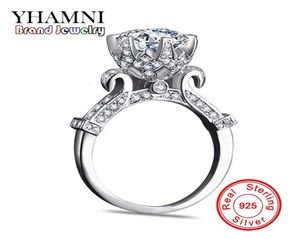 Yhamni Original 100 Pure 925 Sterling Silver Ring 1 Carat Sona CZ Diamond Flower RingオリジナルデザインリングジュエリーXJ29023804679