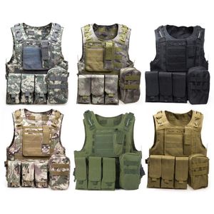 Camouflage Tactical Vest CS Army Tactical Vest WarGame Body Molle Armor Outdoors Equipment 6 Colors 600D Nylon260a