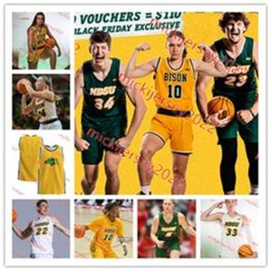 North Dakota State Bison Trikot 0 Eli Bradley 5 Jeremiah Burke 40 Mark Nikolich-Wilson NDSU Basketball-Trikots Customgenähte