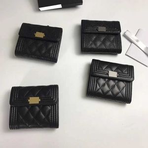 Moeda de coin lamblkkin caviar designer carteira preto saco saco garoto de couro bezerro cartão de pele antiga suporte de ouro/metal prateado bolsa de embreagem tríplice