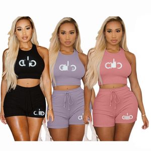 Sporty Fitness Tracksuits Studite da due pezzi Donne Casual Vestrello Top e Shorts Ship Free Ship