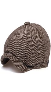 New Mens Newsboy Cap Beret 모자 남녀 Wild Hats Tweed Gatsby 팔각형 검은 흰색 Herringbone 빈티지 아이비 모자 Gorras4284793