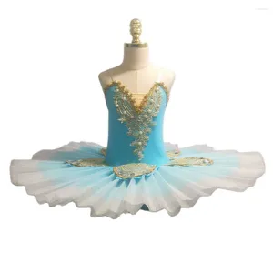 Stage Wear Blue Ballet Tutu Skirt Noblest Performance Clothing White Swan Lake Belly Dance Dress Steel Hoop