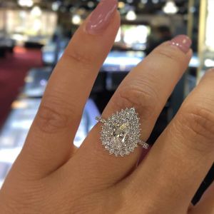 Band Milangirl Water Drop Wedding Ring Band Trendy Pear Shaped Cubic Zircon Stone Paled Plated Anniversary Ring