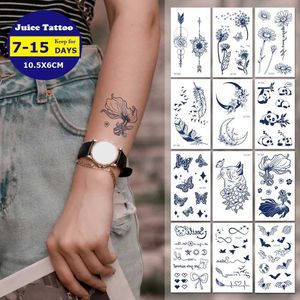 Tatuagem de transferência de suco tatuagem sexy impermeável tatuagem letras de flores na cintura de braço manual adesivos de tatuagem de ervas