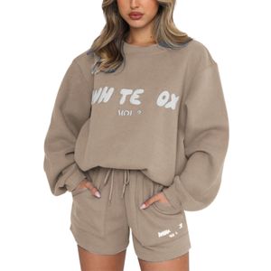 Designer Tracksuits Two 2 Piece Luxury White Sweatshirt Foxs womens foxx Hoodie Shorts Long Sleeved Woman coture Pullover Hoodeds Casual