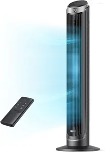 침실 90 ° Dreo Tower 팬 실내 4 모드 5 속도 최대 26ft/s 12h 타이머 LED 디스플레이 터치