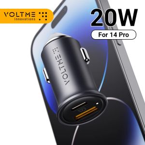 Laddare Voltme USB C Fast Car Charger för iPhone 14 13 12 Pro Max PD 20W QC18W Fast Car Charger Adapter för Samsung Galaxy S23 S22