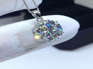 InBeauut 925 Silver 5 ct okrągły Doskonałe cięcie Test Diamond Pass Diamond Test Diamond Morsanite Naszyjnik zaręczynowy 5411837