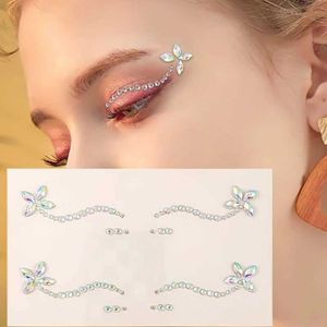 Tatueringsöverföring 3D Rhinestone Sticker Eyes Face Decoration Stickers Ball Party Makeup Tool Diamond Masquerade Temporary Tattoo Diy Stickers 240427