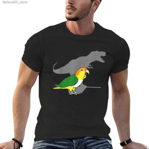 メンズTシャツ新しいホワイトベリーケックT-Rex Birb Meme Dinosaur Parrot TシャツトップシャツメンズQ240426