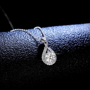 Sier S925 Sterling Pendant 1 Moissanite Necklace Womens Fashion Pear Shaped Droplet Sier Pendant Live Accories