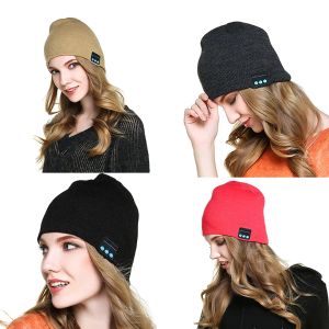 Kopfhörer/Headset Unisex gestrickt Bluetooth 5 0 Hut Herren Damen Outdoor Sports Wireless Music Beanie Hände kostenlos Kappe grau Weiß