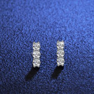 Örhängen S925 Sier Womens Row diamantörhängen eleganta och minimalistiska mosonitgåva örhängen
