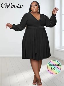 Wmstar Plus Size Kleid xl5xl Frauen Herbst Kleidung gegen Nacken losen lässiger eleganter Herbst Maxi Großhandel Drop 240412