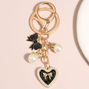 Keychains Creativity Handmade Keychain Hat Bowknot Crown Pearl Key Ring Sweet Chains For Women Girls Bag Accessorie DIY Jewelry Gifts