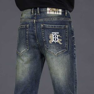 Designer Jeans Mens end quality cow slim fitting straight tube elastic men's jeans nostalgic versatile youth pants autumn