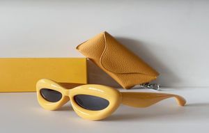 Yellow Grey Cat Eye Shape Solglasögon Solglasögon tjock ram Rolig stil Kvinnor Summer Sunnies Shades UV400 Eyewear With Box1035017