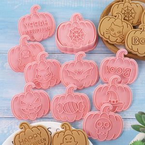 Bakformar 8 st/set halloween cookie cutters diy pumpa ansikte kex mögel fondant embionser stämpel kakor dekorera verktyg leveranser