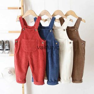 Overalls Baby Overalls Corduroy Jumpsuits Front Pocket Boys Pants 0-3 Y Kids Clothes H240509