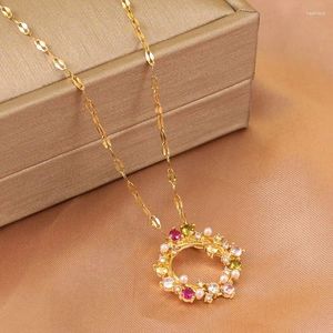Chains Classic Charming Colorful Jewelry Girls Garland Necklace Fashionable Cute Micro-Inlaid Temperament Pearl Collarbone