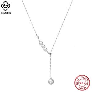 Rinntin 925 Sterling Silver Natural Freshwater Baroque Pearl Necklace with Bead Handmade Pendant Jewelry GPN18 240422