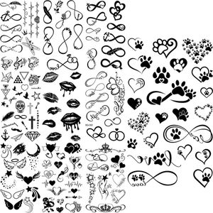 Tattoo Transfer Infinity Dog Paws Temporary Tattoos For Adults Children Realistic Lips Angel Wings ECG Fake Tattoo Sticker Arm Neck Tatoos DIY 240426