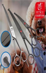 Fenice Professional 45 70 tum säkert runda tips Top Pet Dog Grooming Scissors Curved Trimning For Face Ear Nose 2204235410850
