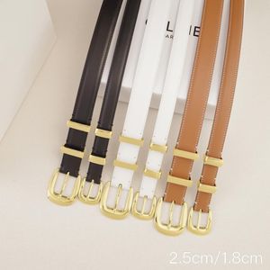 Thin Designer Belt Genuine Leather Belts for Women Men Width 2.5cm 1.8cm Cowhide Golden Silver Needle Buckle Waistband Womens Ceinture