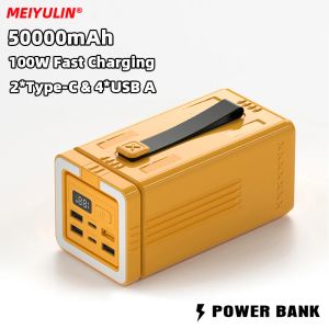 Chargers PD 100W Power Bank 50000MAH Portable Fast Зарядка USB C Внешнее аккумулятор Powerbank для iPhone 14 Xiaomi Samsung Ноутбук